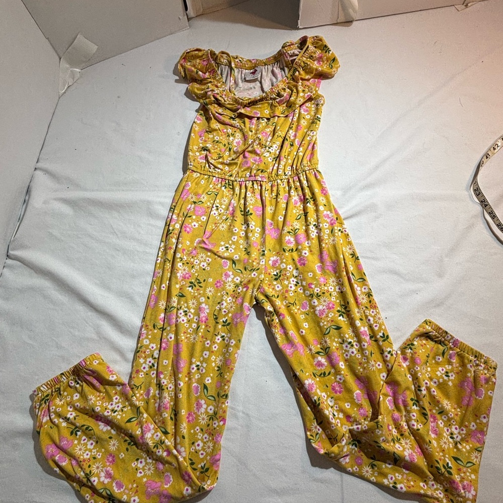 RMLA Girls Mustard Yellow Floral Jumpsuit Sz 10
